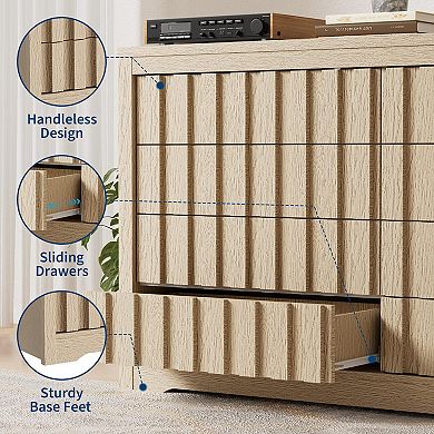 IDEALHOUSE Modern Fluted 8-Drawer Dresser