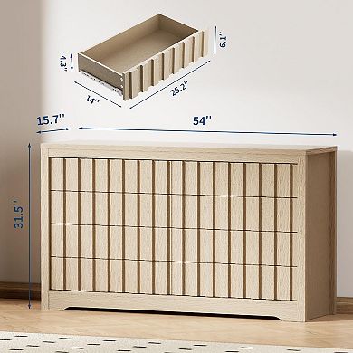 IDEALHOUSE Modern Fluted 8-Drawer Dresser