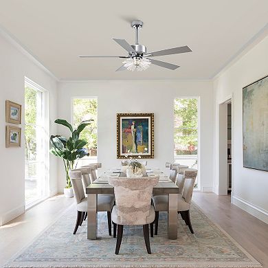 52" Modern Flower Shaped Ceiling Fan with Dimmable LED Light and Remote