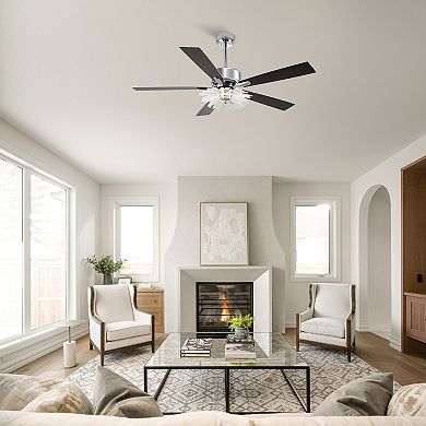 52" Modern Flower Shaped Ceiling Fan with Dimmable LED Light and Remote