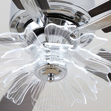 52" Modern Flower Shaped Ceiling Fan with Dimmable LED Light and Remote