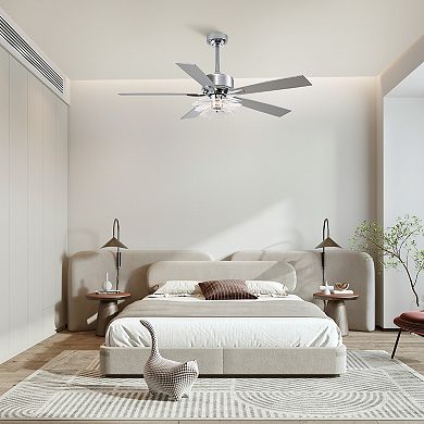 52" Modern Flower Shaped Ceiling Fan with Dimmable LED Light and Remote