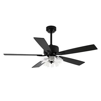 52" Modern Flower Shaped Ceiling Fan with Dimmable LED Light and Remote