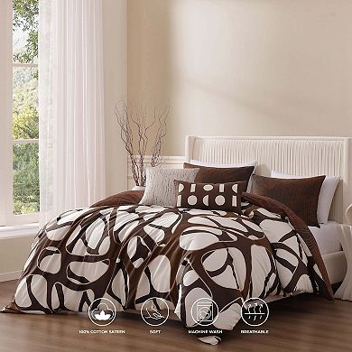 Bebejan Toffee Web 100 % Cotton Sateen 5 Piece Reversible King Comforter Set