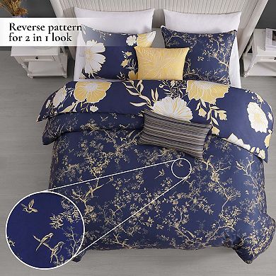 Bebejan Sunglow 100% Cotton Sateen 5 Piece Reversible Queen Comforter Set