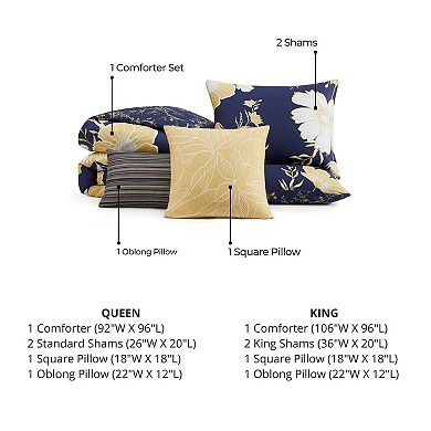Bebejan Sunglow 100% Cotton Sateen 5 Piece Reversible Queen Comforter Set