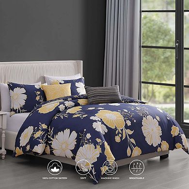 Bebejan Sunglow 100% Cotton Sateen 5 Piece Reversible Queen Comforter Set