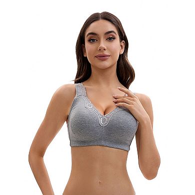 3 Packs Plus Size for Women's Lace Trim Full Coverage Adjustable Strap Soft Cup Bras