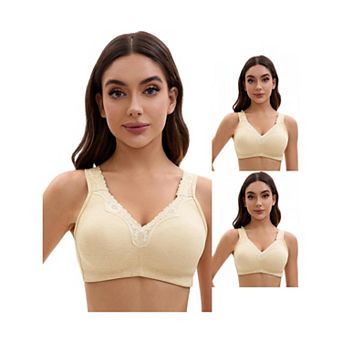 3 Packs Plus Size for Women's Lace Trim Full Coverage Adjustable Strap Soft Cup Bras