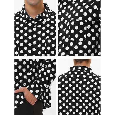 2 Packs Men's Polka Dots Long Sleeve Slim Fit Printed Dress Button Down Shirt