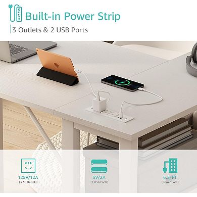 L-shaped computer desk