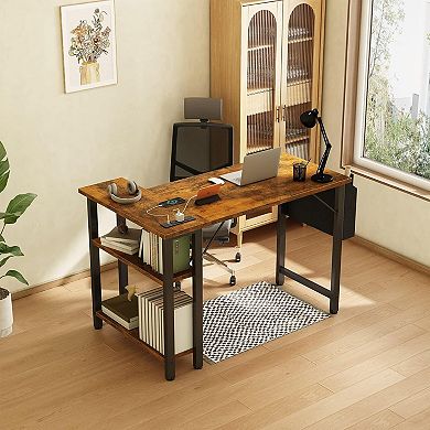 L-shaped multi-functional computer desk