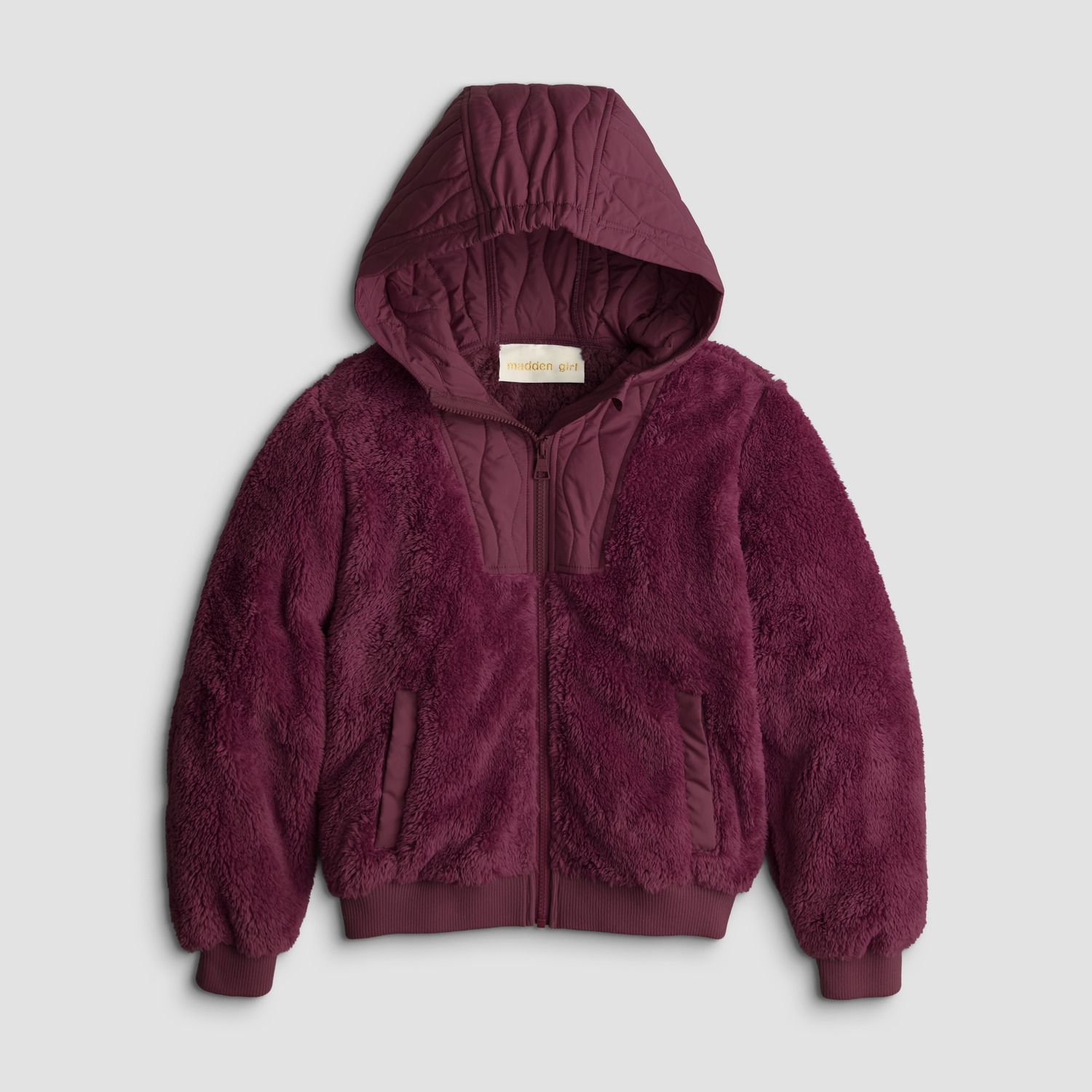 Куртка madden Girl Full Zip Fleece для девочек, цвет: Вишнёвый