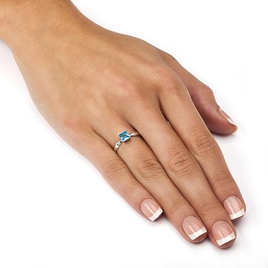 PalmBeach Jewelry Sterling Silver Princess Cut Simulated Birthstone Solitaire Ring Sizes 4-10