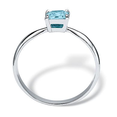 PalmBeach Jewelry Sterling Silver Princess Cut Simulated Birthstone Solitaire Ring Sizes 4-10