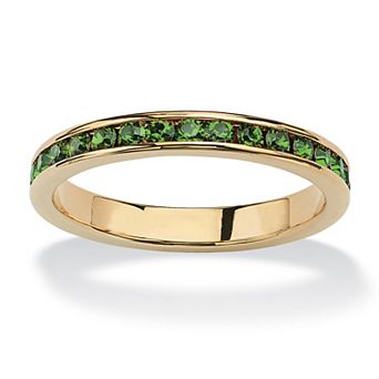 PalmBeach Jewelry Round Simulated Birthstone Stackable Eternity Ring in Gold-Plated