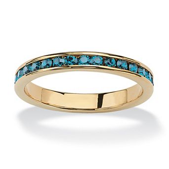 PalmBeach Jewelry Round Simulated Birthstone Stackable Eternity Ring in Gold-Plated