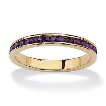 PalmBeach Jewelry Round Simulated Birthstone Stackable Eternity Ring in Gold-Plated