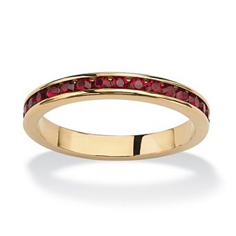 PalmBeach Jewelry Round Simulated Birthstone Stackable Eternity Ring in Gold-Plated