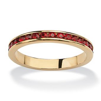 PalmBeach Jewelry Round Simulated Birthstone Stackable Eternity Ring in Gold-Plated