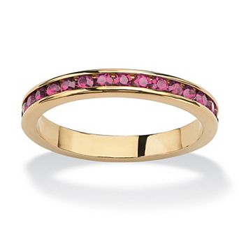 PalmBeach Jewelry Round Simulated Birthstone Stackable Eternity Ring in Gold-Plated