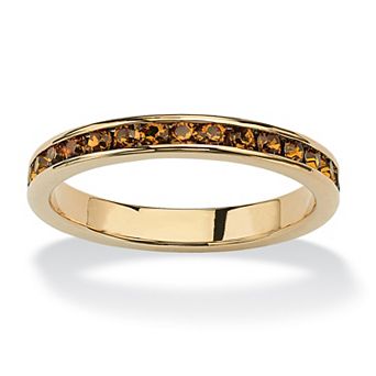 PalmBeach Jewelry Round Simulated Birthstone Stackable Eternity Ring in Gold-Plated