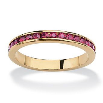 PalmBeach Jewelry Round Simulated Birthstone Stackable Eternity Ring in Gold-Plated