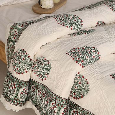 Mughal Florals Blockprinted Reversible Quilts (60" x 90")