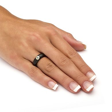 PalmBeach Jewelry 10k Yellow Gold Band Ring Genuine Jade and Gemstone Accent Ring