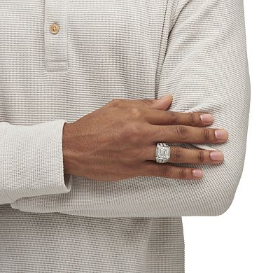 PalmBeach Jewelry Men's 2.33 TCW Square-Cut Cubic Zirconia Octagon Grid Ring