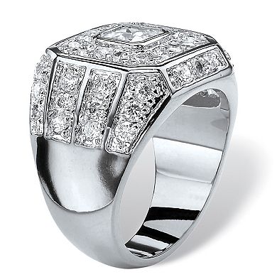 PalmBeach Jewelry Men's 2.33 TCW Square-Cut Cubic Zirconia Octagon Grid Ring