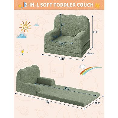 IDEALHOUSE Kids 2-in-1 Convertible Sofa