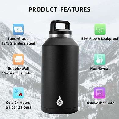 64-Oz Dishwasher-Safe Insulated Water Bottle