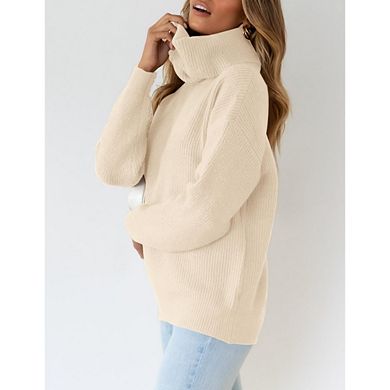 Women's Turtleneck Oversized Sweaters Chunky Long Sleeve Pullover Knit Tops