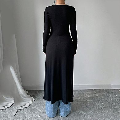 Women Slim Fit Long Shirt Button Up Long Sleeve Cardigan