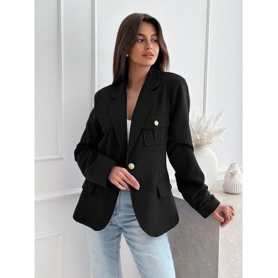 Women One Button Casual Blazers Long Sleeve Work Office Suit Jackets