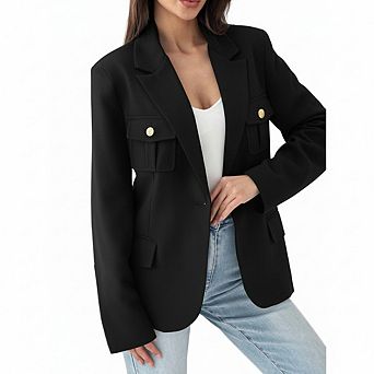 Women One Button Casual Blazers Long Sleeve Work Office Suit Jackets