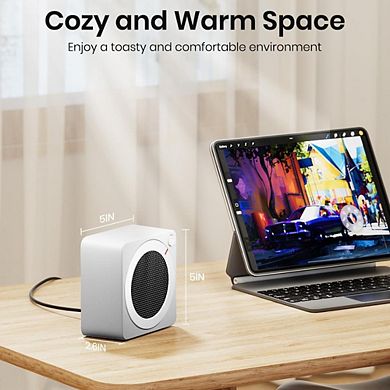WHITE LIGHTWEIGHT CERAMIC MINI SPACE HEATER