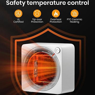 WHITE LIGHTWEIGHT CERAMIC MINI SPACE HEATER