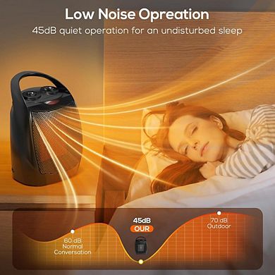 BLACK SPACE HEATER WITH THERMOSTAT