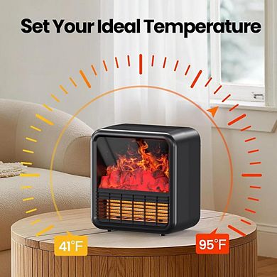 REALISTIC 3D-FLAME SPACE HEATER WITH THERMOSTAT