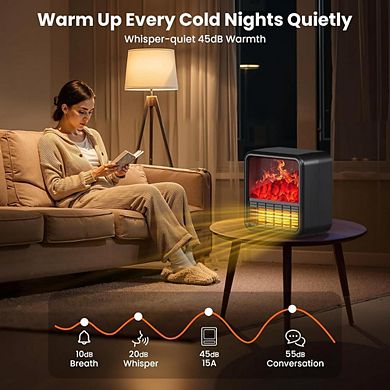 REALISTIC 3D-FLAME SPACE HEATER WITH THERMOSTAT