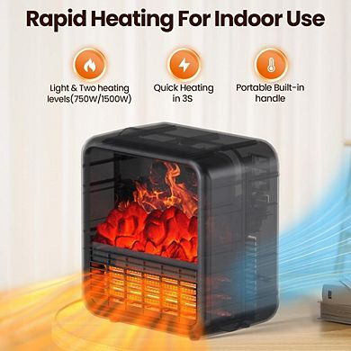 REALISTIC 3D-FLAME SPACE HEATER WITH THERMOSTAT