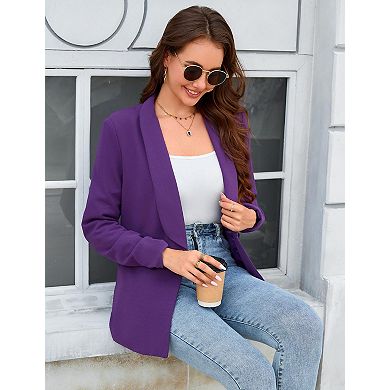 Blazer Jackets for Women Long Sleeve Lapel Collar Open Front Work Office Casual Blazers with Pockets