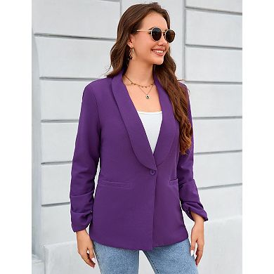 Blazer Jackets for Women Long Sleeve Lapel Collar Open Front Work Office Casual Blazers with Pockets