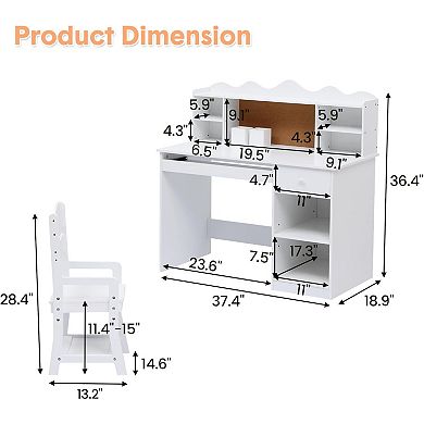 IDEALHOUSE Kids Desk and Chair Set with Hutch