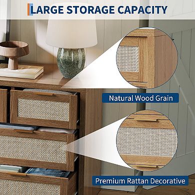 IDEALHOUSE Rattan 7-Drawer Dresser