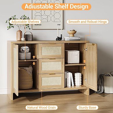IDEALHOUSE Modern Rattan Sideboard