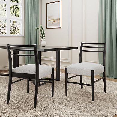 Fescue Fabric and Rubberwood Upholstered Dining Chairs (Set of 2) by Christopher Knight Home