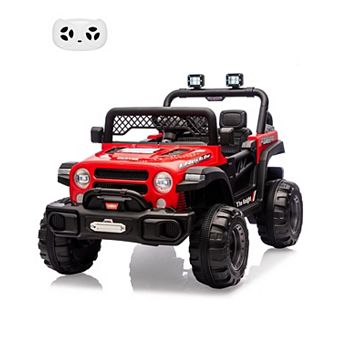 12V Kids Ride On Truck Parent Remote Control Dual Motors Off Road Suspension LED Lights Storage
